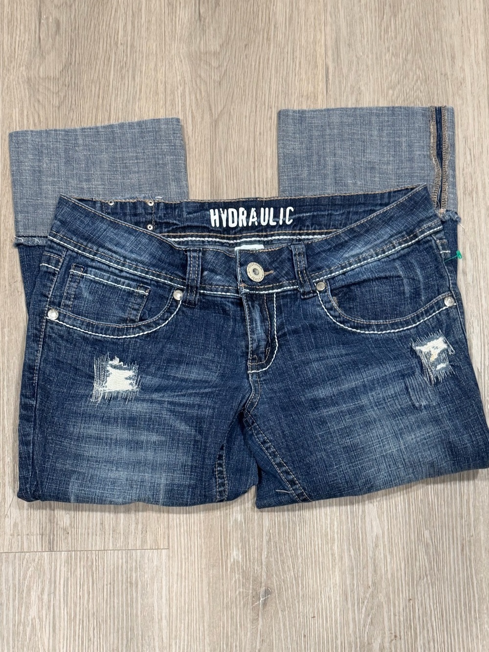 Hydraulic Women's Dark Blue Distressed Boot Cut Jeans
